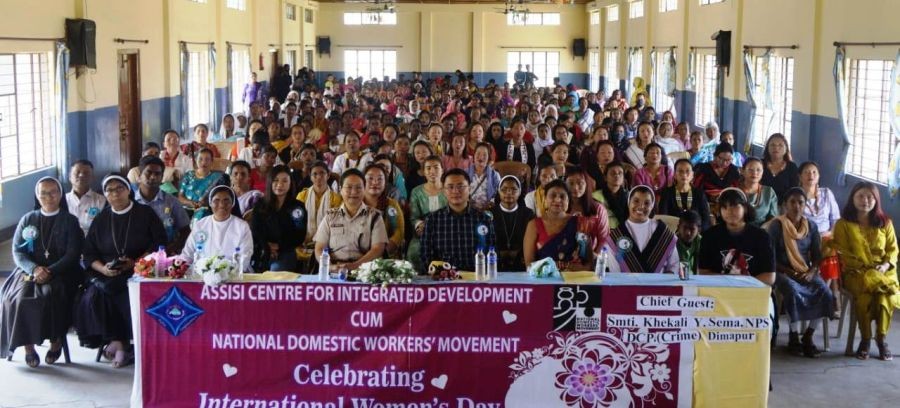 Khekali Y Sema, Deputy Commissioner of Police (Crime) Dimapur, Rev Sr Juliana Periera, Vice Provincial Superior, Sr Pramila Lobo, Director ACID cum NDWM and women participants from neighboring Assam as well at the International Women’s Day celebration at Assisi Hall, Dimapur on March 8. (Morung Photo)